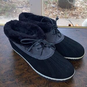 Sperry Women's Top Sider Elayna Duck Black Leather Faux Fur Boots Size 11M